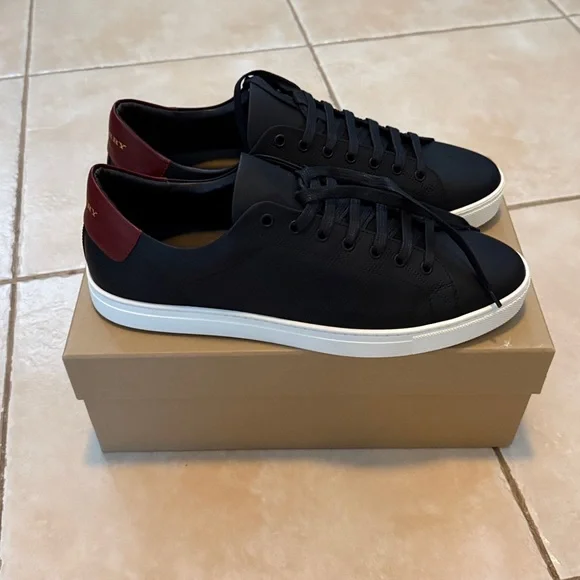 New Burberry Black Leather Sneakers